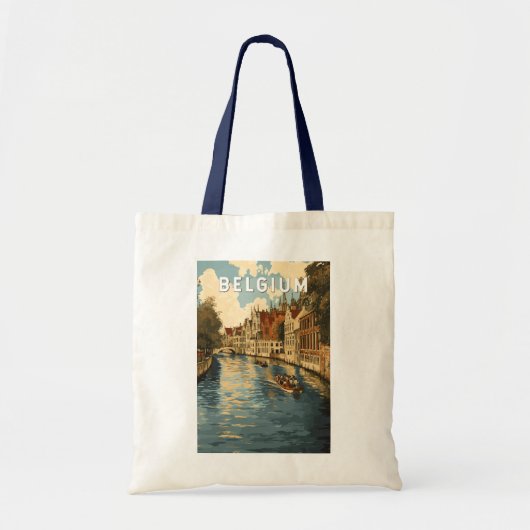 België Illustratie Reizen Art Vintage Tote Bag (Voorkant)