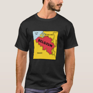 België Kaart in vlagkleuren. Omringende landen T-shirt