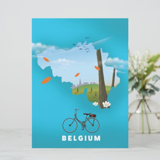 België Kaart reisposter afdruk. (Staand voorkant)