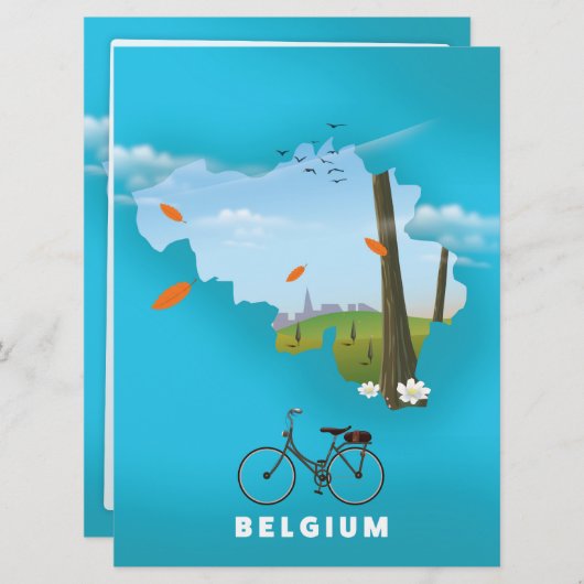 België Kaart reisposter afdruk. (Voorkant / Achterkant)