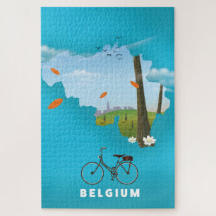 België Kaart reisposter afdruk. Legpuzzel