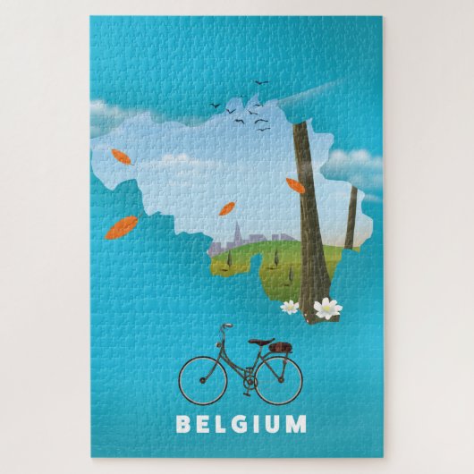 België Kaart reisposter afdruk. Legpuzzel (Verticaal)