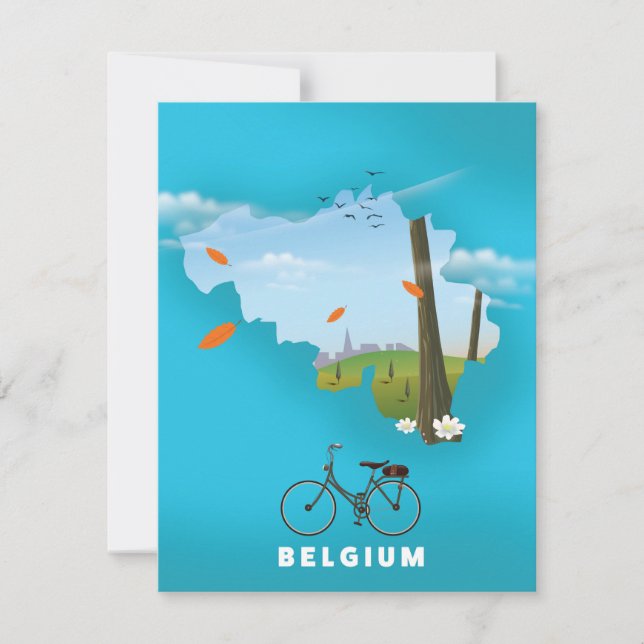 België Kaart reisposter afdrukken. (Voorkant)