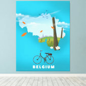 België Kaart reisposter afdrukken. Canvas Afdruk (Insitu (Houten vloer))