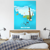 België Kaart reisposter afdrukken. Canvas Afdruk (Insitu (Slaapkamer))