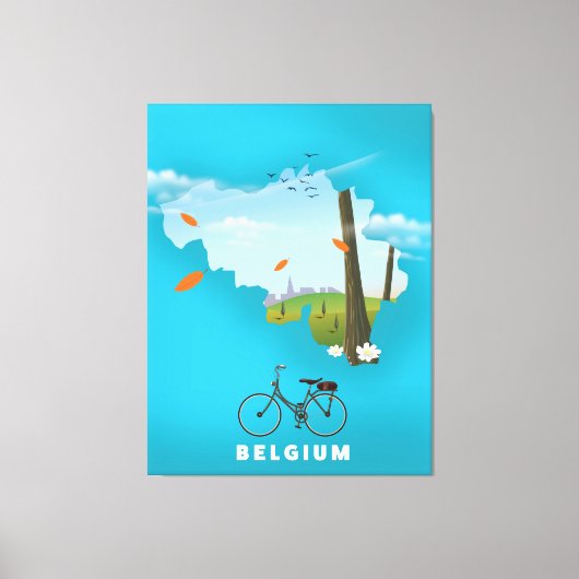 België Kaart reisposter afdrukken. Canvas Afdruk (Voorkant)