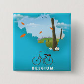België Kaart reisposter print. Vierkante Button 5,1 Cm (Voorkant)