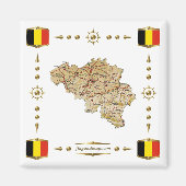 België Kaart + Vlaggen Magnet (Voorkant)
