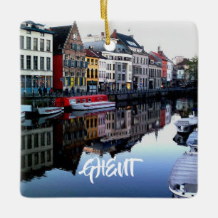 België: Kerst-kerstversiering van Gent Panoramic Keramisch Ornament