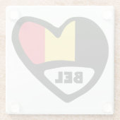 België Landcode vlag Heart BEL Glazen Onderzetter (Achterkant)