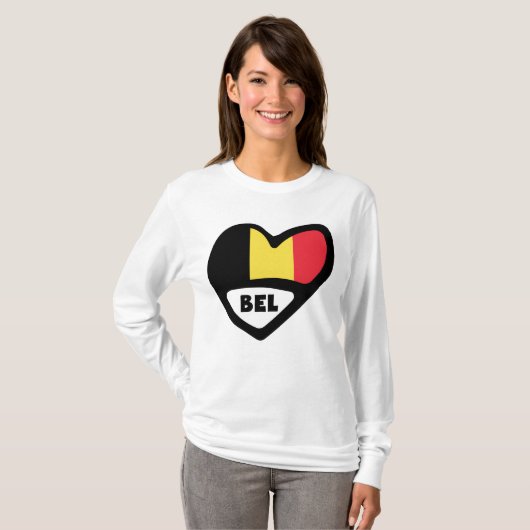 België Landcode vlag Heart BEL T-shirt (Voorkant volledig)