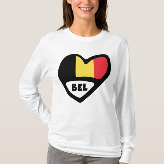 België Landcode vlag Heart BEL T-shirt (Voorkant)