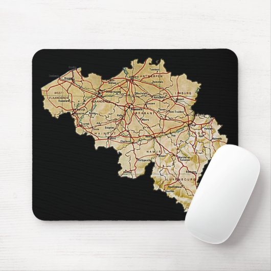 België Map Mousepad Muismat (Met muis)