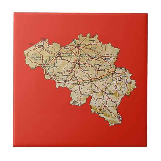 België Map Tile Tegeltje (Voorkant)