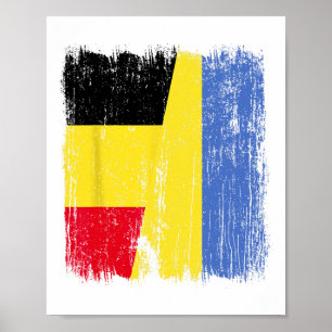 België Oekraïne Halve Vlag Belgische Oekraïense Er Poster
