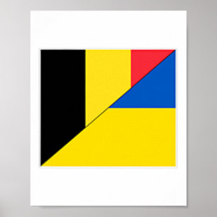 België Oekraïne Vlag Belgische Oekraïense National Poster