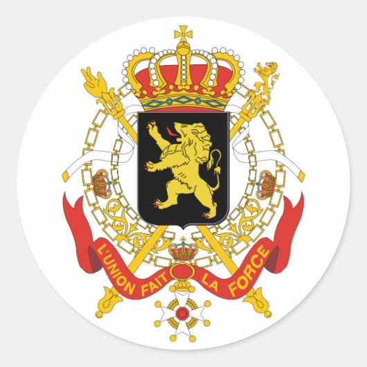 België Officieel wapenschild heraldry-symbool Ronde Sticker (Voorkant)