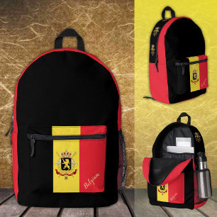 België, patriottische rugzak, Belgische vlag / zwa Bedrukte Rugzak