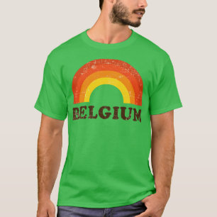 België Retro Regenboog Vakantie Souvenir T-shirt