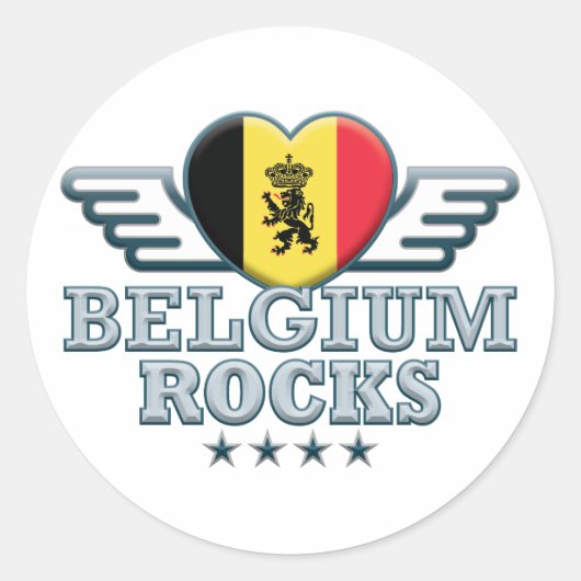 België Rocks v2 Ronde Sticker (Voorkant)