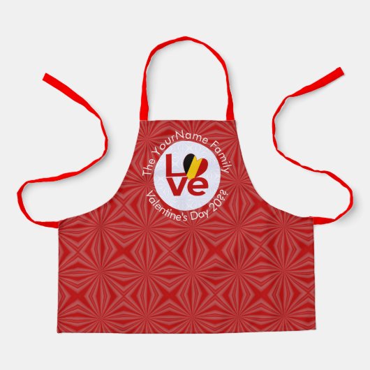 België Rood LOVE Vlag Gepersonaliseerd Schort (Voorkant)