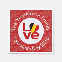 België Rood LOVE Vlag Gepersonaliseerd  Servetten