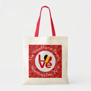 België Rood LOVE Vlag Gepersonaliseerd  Tote Bag