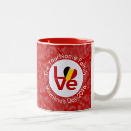 België Rood LOVE Vlag Gepersonaliseerd  Tweekleurige Koffiemok