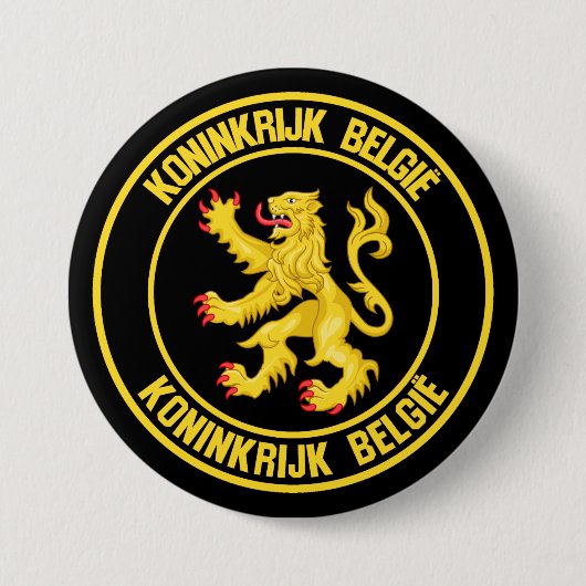 België Round Emblem Ronde Button 7,6 Cm (Voorkant)