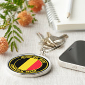 België Round Emblem Sleutelhanger (Zijkant)