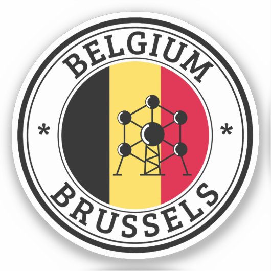 België Seal Sticker Ronde Vlag voor Laptop Boek.. (Voorkant)