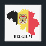 België Silhouet, vlag, Magneet<br><div class="desc">België silhouet, gelabeld.</div>