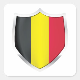 België Silver Shield Flag Vierkante Sticker