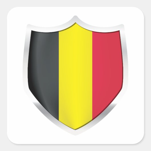 België Silver Shield Flag Vierkante Sticker (Voorkant)