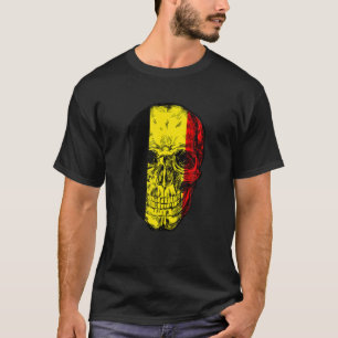 België Skull Flag Funny Rock Skull Gothic T-shirt