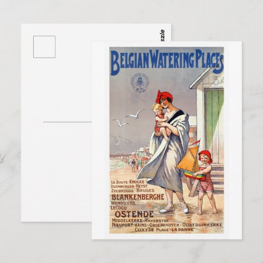  België strandreisaffiche Briefkaart (Voorkant / Achterkant)