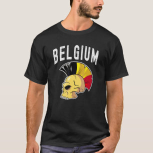 België Ultras Mohawk Schedel Nationaal Team Suppor T-shirt