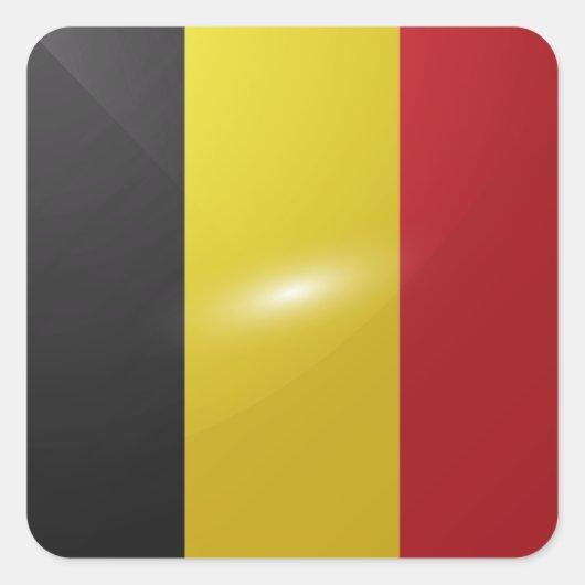 België vierkante glossy vlag sticker (Voorkant)
