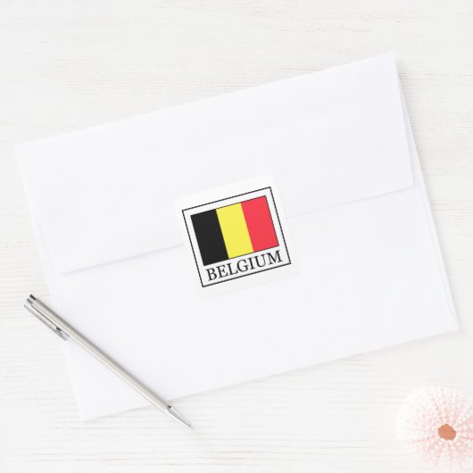 België Vierkante Sticker (Envelop)