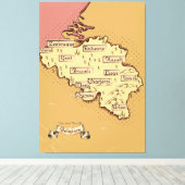 België Vintage reiskaart Canvas Afdruk (Insitu (Houten vloer))