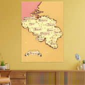 België Vintage reiskaart Canvas Afdruk (Insitu (Woonkamer))