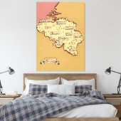 België Vintage reiskaart Canvas Afdruk (Insitu (Slaapkamer))