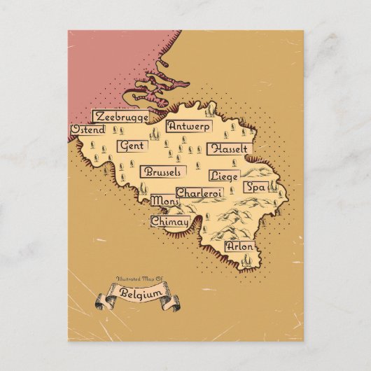 België Vintage reiskaart Feestdagenkaart (Voorkant)