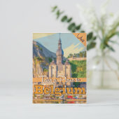 België vintage Travel Poster. Briefkaart (Staand voorkant)