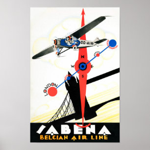 België Vintage Travel Poster teruggezet
