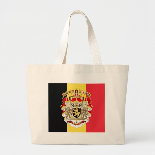 België vlag & COA Grote Tote Bag (Voorkant)