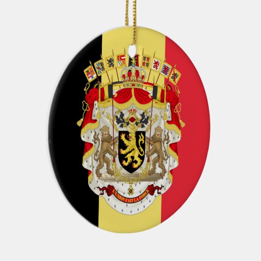 België vlag & COA Keramisch Ornament (Rechts)