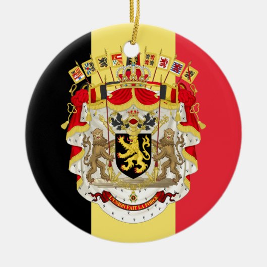 België vlag & COA Keramisch Ornament (Voorkant)