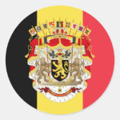 België vlag & COA Ronde Sticker (Voorkant)