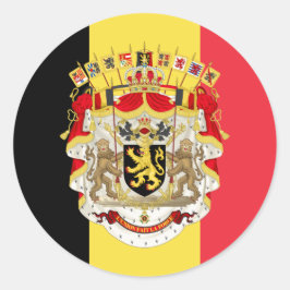 België vlag & COA Ronde Sticker